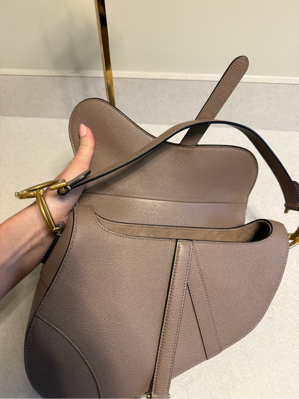 Auth Dior Saddle Shoulder Bag in Taupe, Made in Italy - Picture 10 of 16